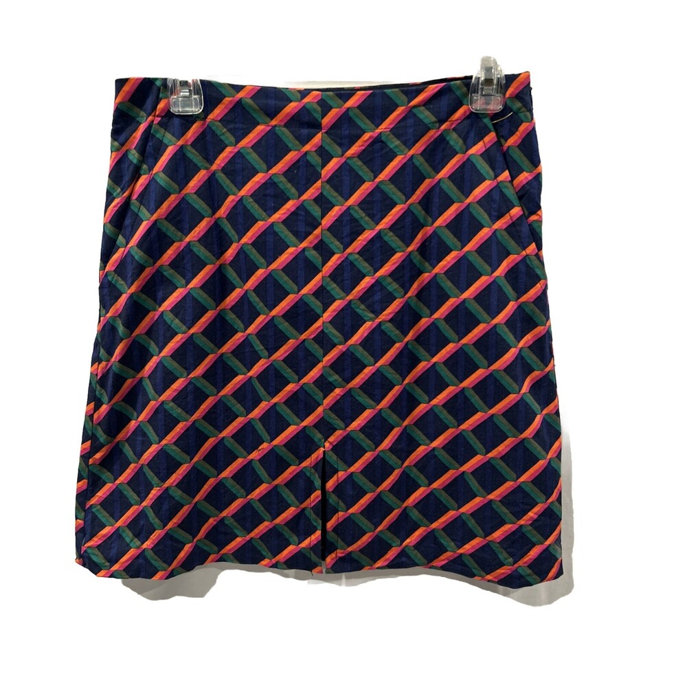 Trina Turk Skirt Womens Size 2 Navy Pink Orange Green Pockets